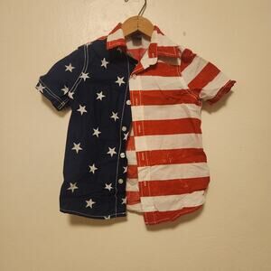 American Flag Button down child shirt size XXS 4/5